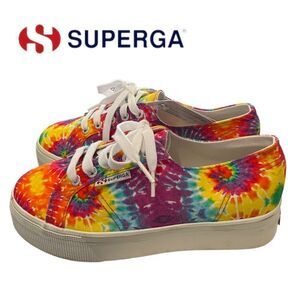 NEW with Tag Superga Tie Dye Fabric Fantasia Platform Sneakers 7.5 38
